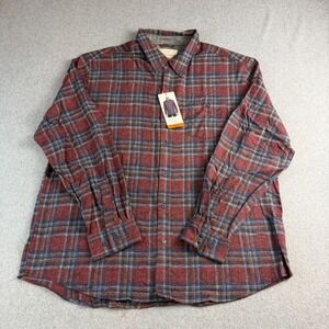 Weatherproof Vintage Mens XXL Red Blue Plaid Flannel Button Down Shirt NWT